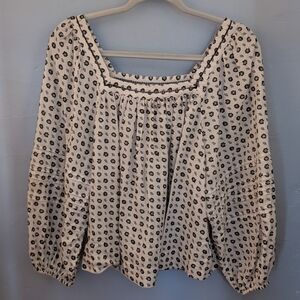 👾 Madewell Cream and Black Patterned Top